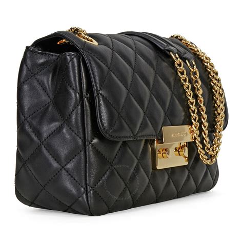 michael kors black leather bag|michael kors quilted bag black.